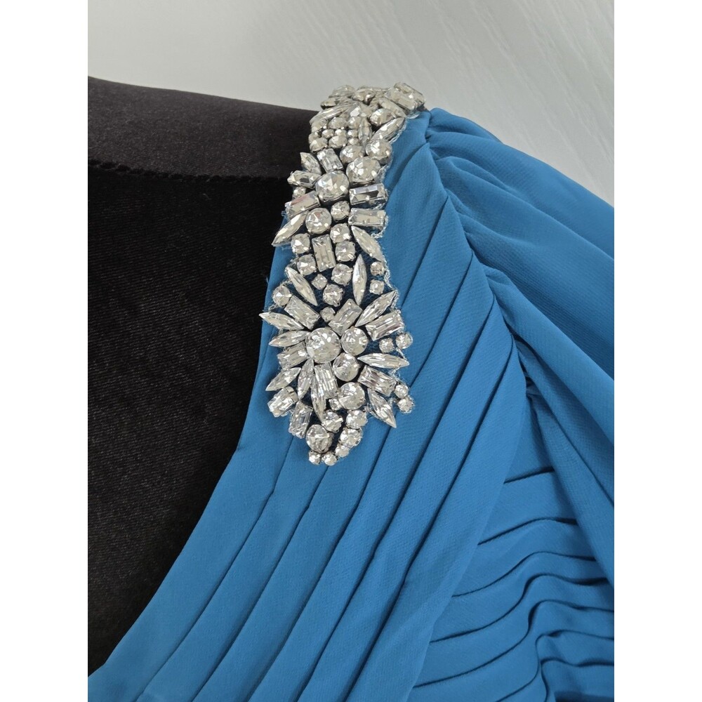 Jasmine Bridal 'Jade' collection cocktail One-shoulder dress in Blue Chiffon -14 - Picture 13 of 14
